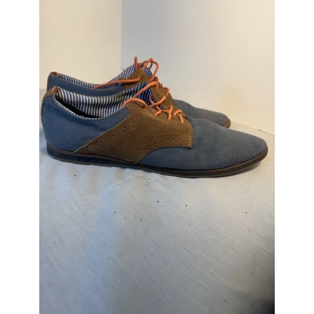 Ben Sherman Men's Oxford Shoes Size 11 Blue Brown Leather Denim Dress Casual